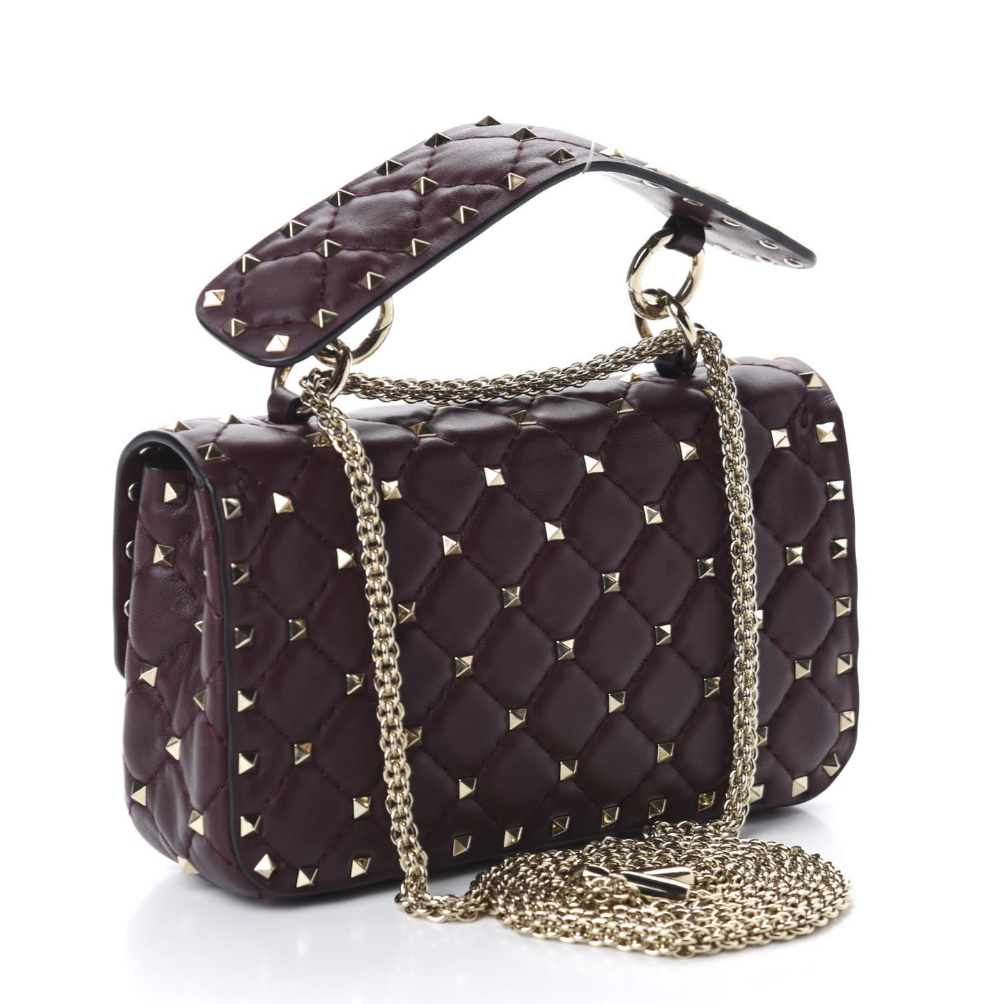 Lambskin Small Rockstud Spike Shoulder Bag Rubin