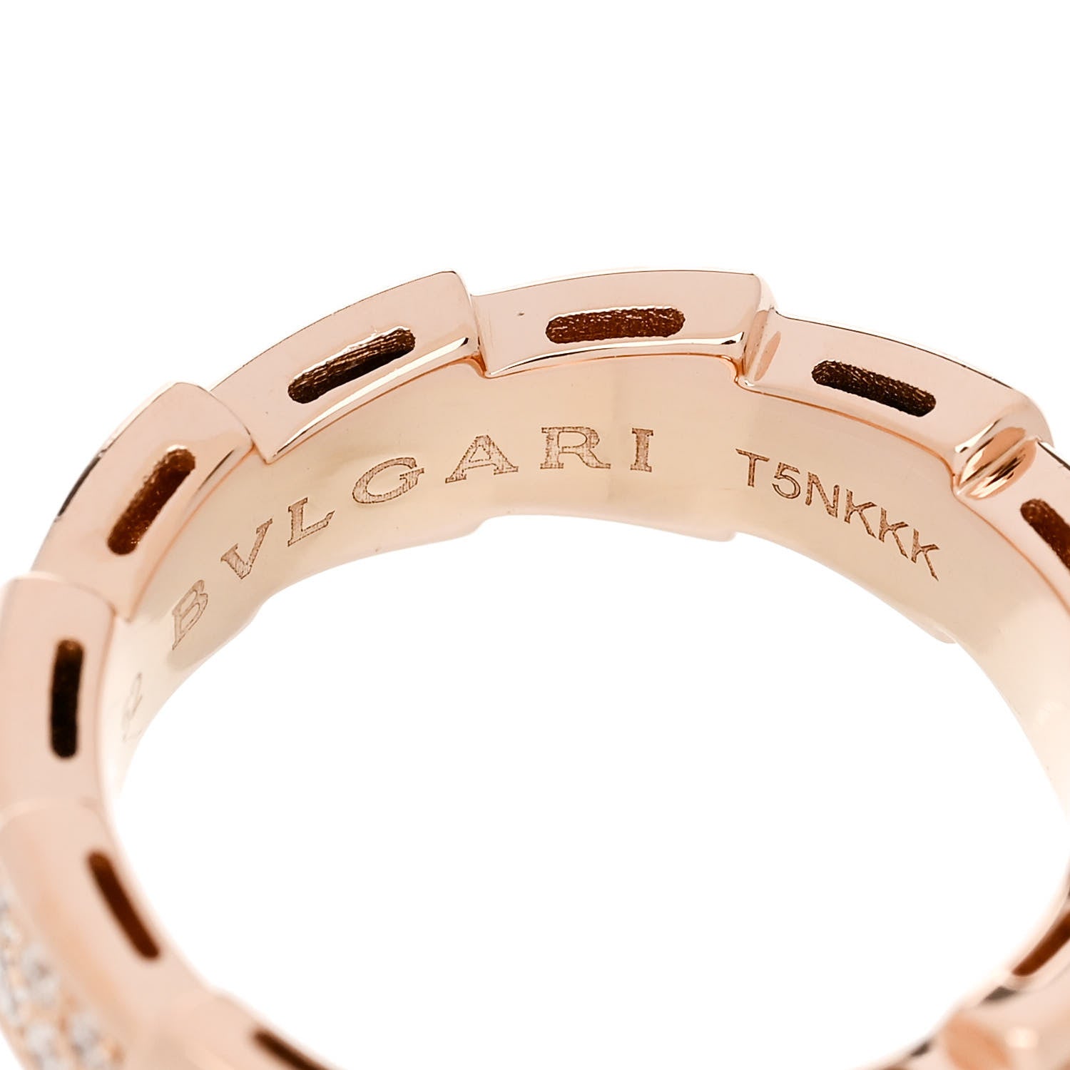 Bulgari 18K Rose Gold Diamond 6mm Serpenti Viper Band Ring 52 6 5 of 6