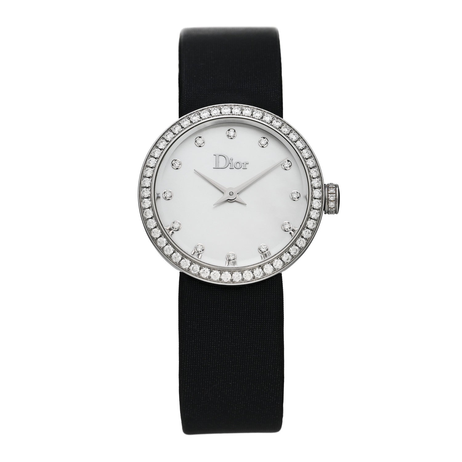 Christian Dior Stainless Steel Satin Diamond Bezel Mother of Pearl