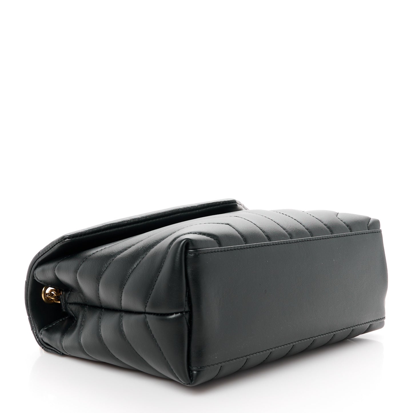 Calfskin Y Quilted Monogram Small Loulou Chain Satchel Black