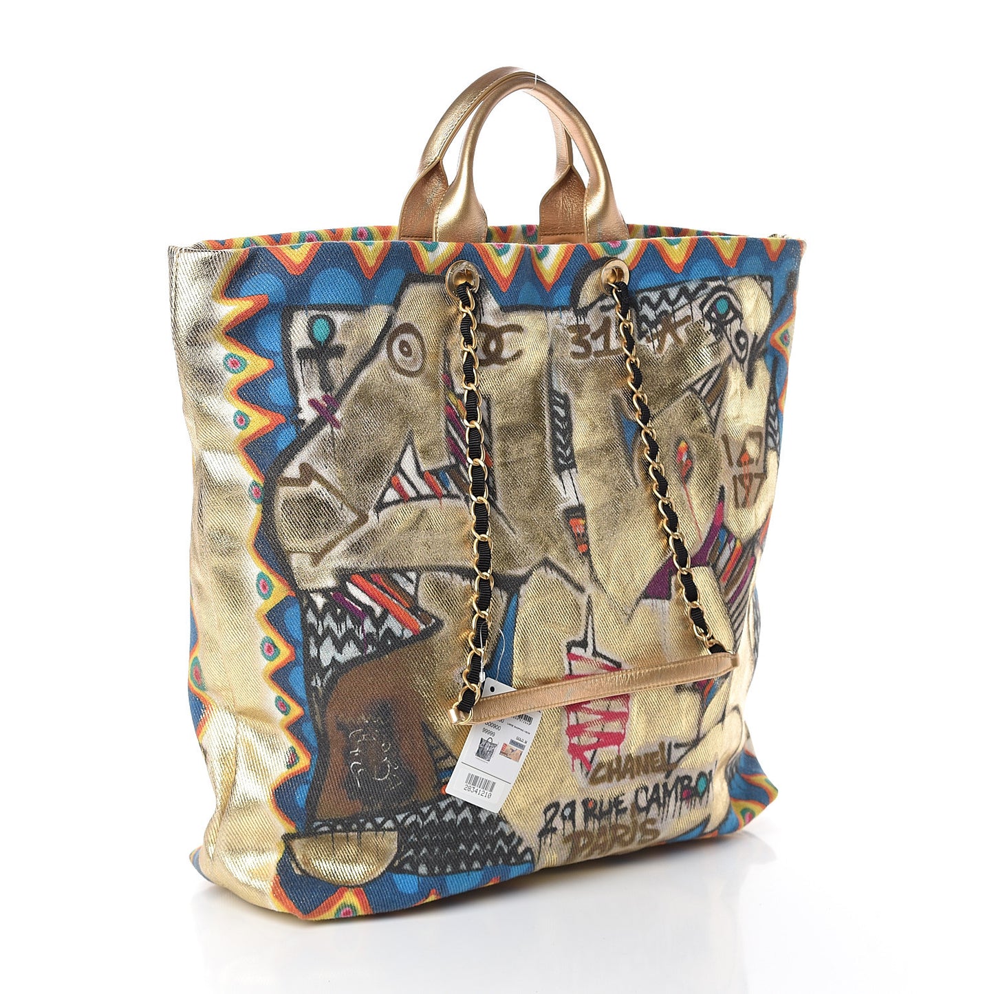 Graffiti Printed Canvas Street Spirit Tote Multicolor