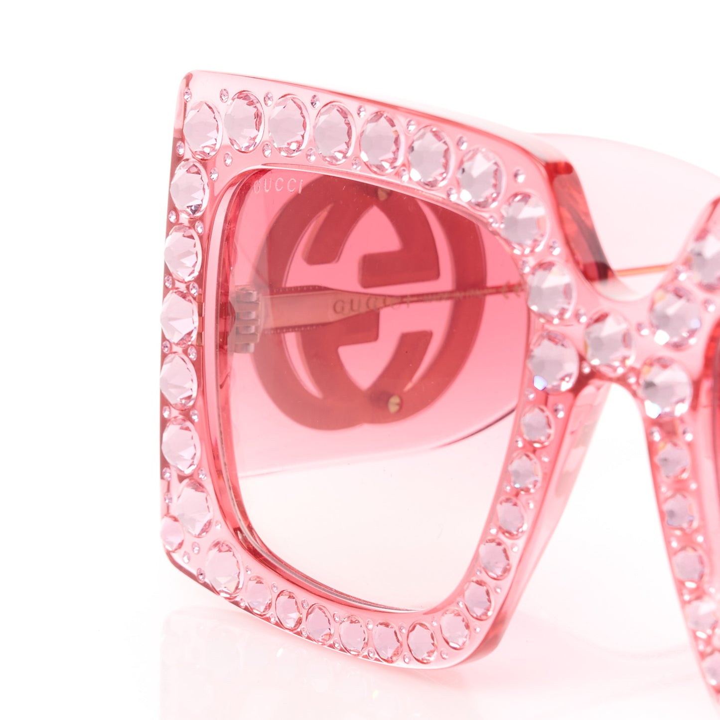 Acetate Crystal Oversize Sunglasses GG0145S Pink