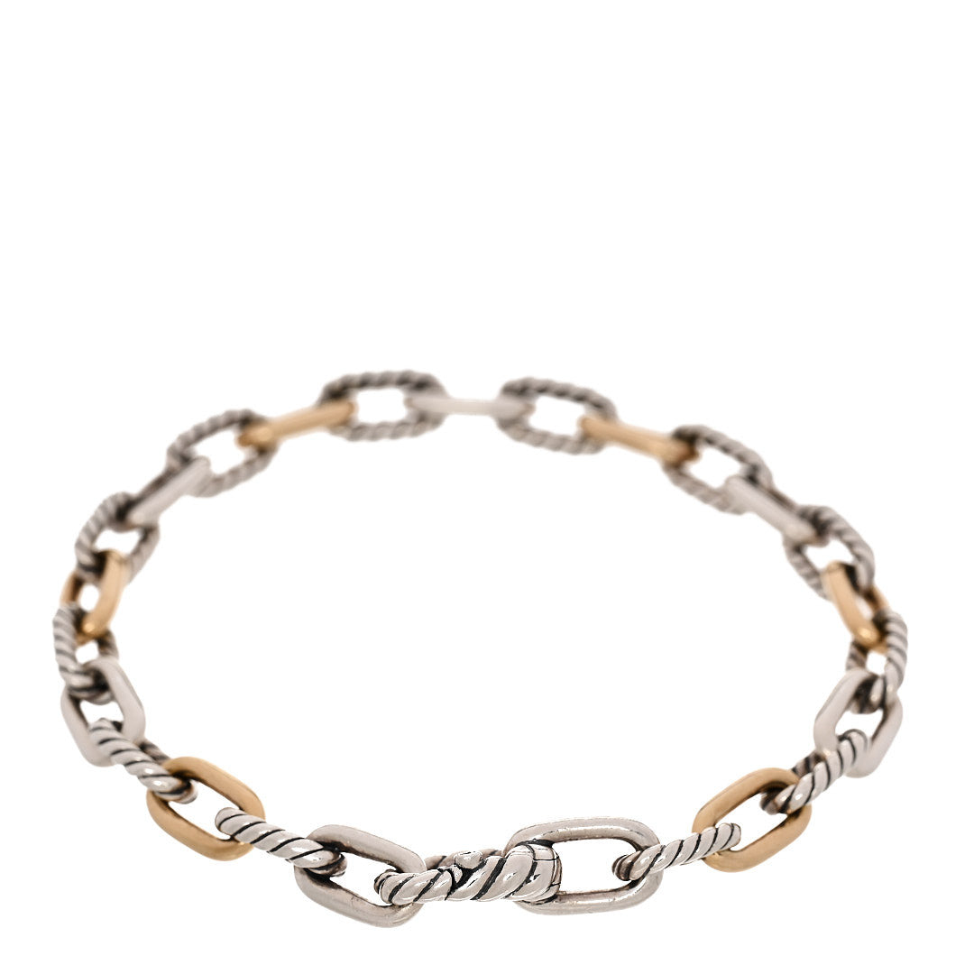 David Yurman Sterling Silver 18K Yellow Gold 5.5mm DY Madison Link Chain Bracelet 2 of 4