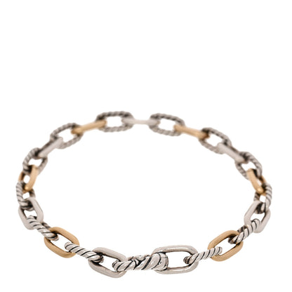 David Yurman Sterling Silver 18K Yellow Gold 5.5mm DY Madison Link Chain Bracelet 2 of 4