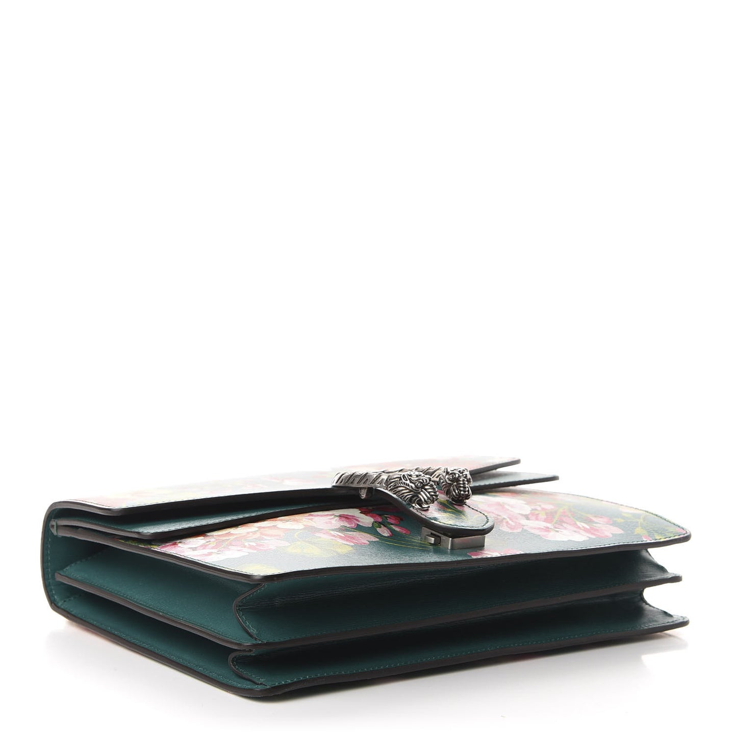 Calfskin Blooms Print Medium Dionysus Shoulder Bag Bright Emerald Multicolor