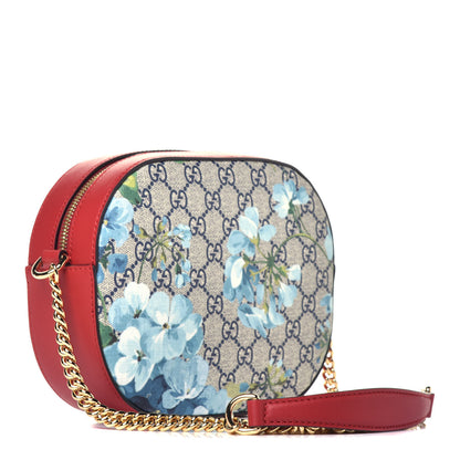 Gucci GG Supreme Monogram Blooms Mini Chain Shoulder Bag Beige Blue Navy Hibiscus Red 3 of 9
