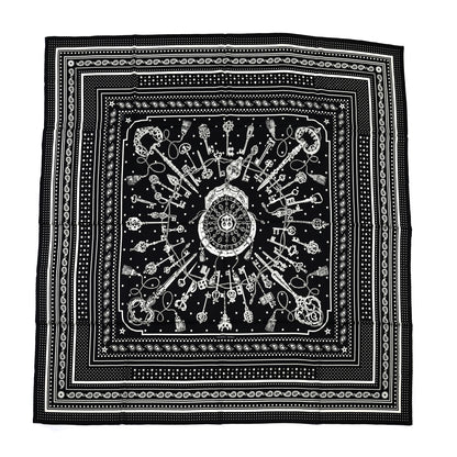 Hermes Cashmere Silk Les Cles Bandana Shawl 140 Black White 2 of 8