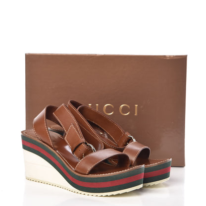 Gucci Calfskin Rubber Web Lifford Sandals 7 Cuir 16 of 16
