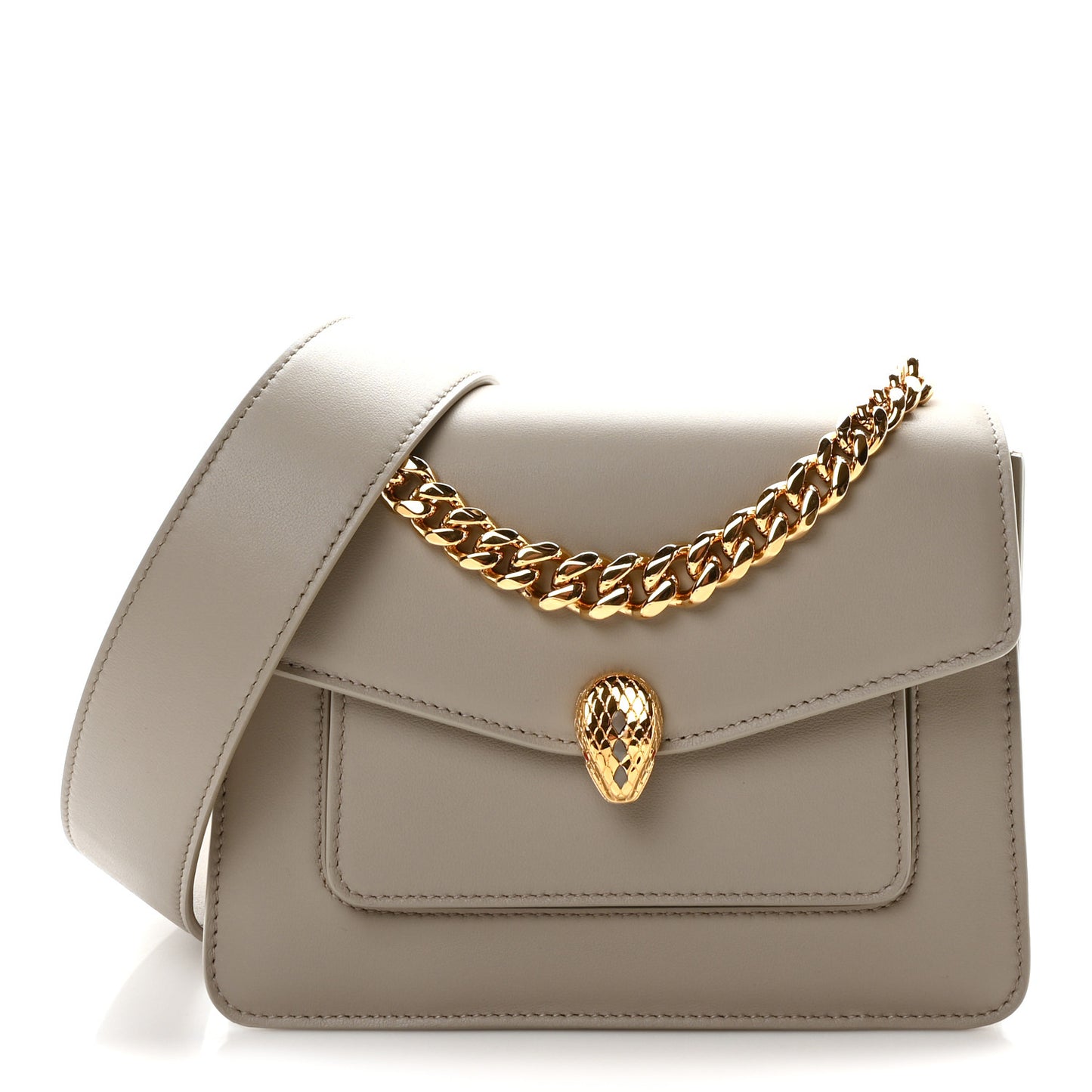 Calfskin Serpenti Forever Maxi Chain Crossbody Bag Grey