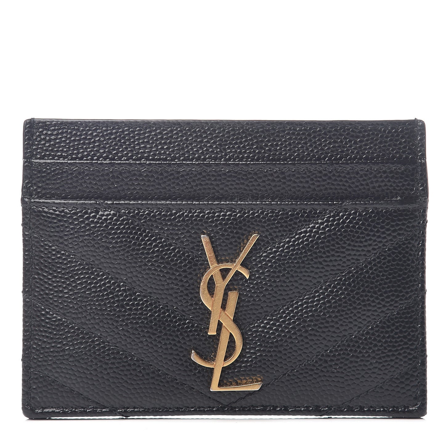 Grain De Poudre Matelasse Chevron Monogram Credit Card Case Black