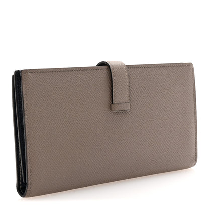 Hermes Epsom Bearn Gusset Wallet Gris Tourterelle Bleu Indigo 3 of 6