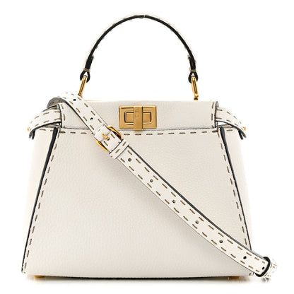 Fendi Cuoio Romano Selleria Mini Peekaboo Iconic Satchel White 1 of 14
