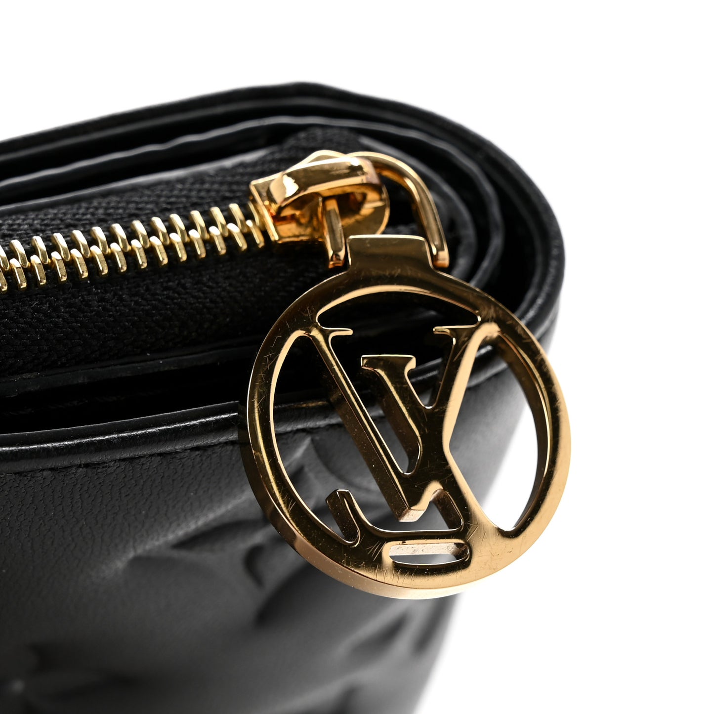 Lambskin Embossed Monogram Lou Coussin Wallet Black
