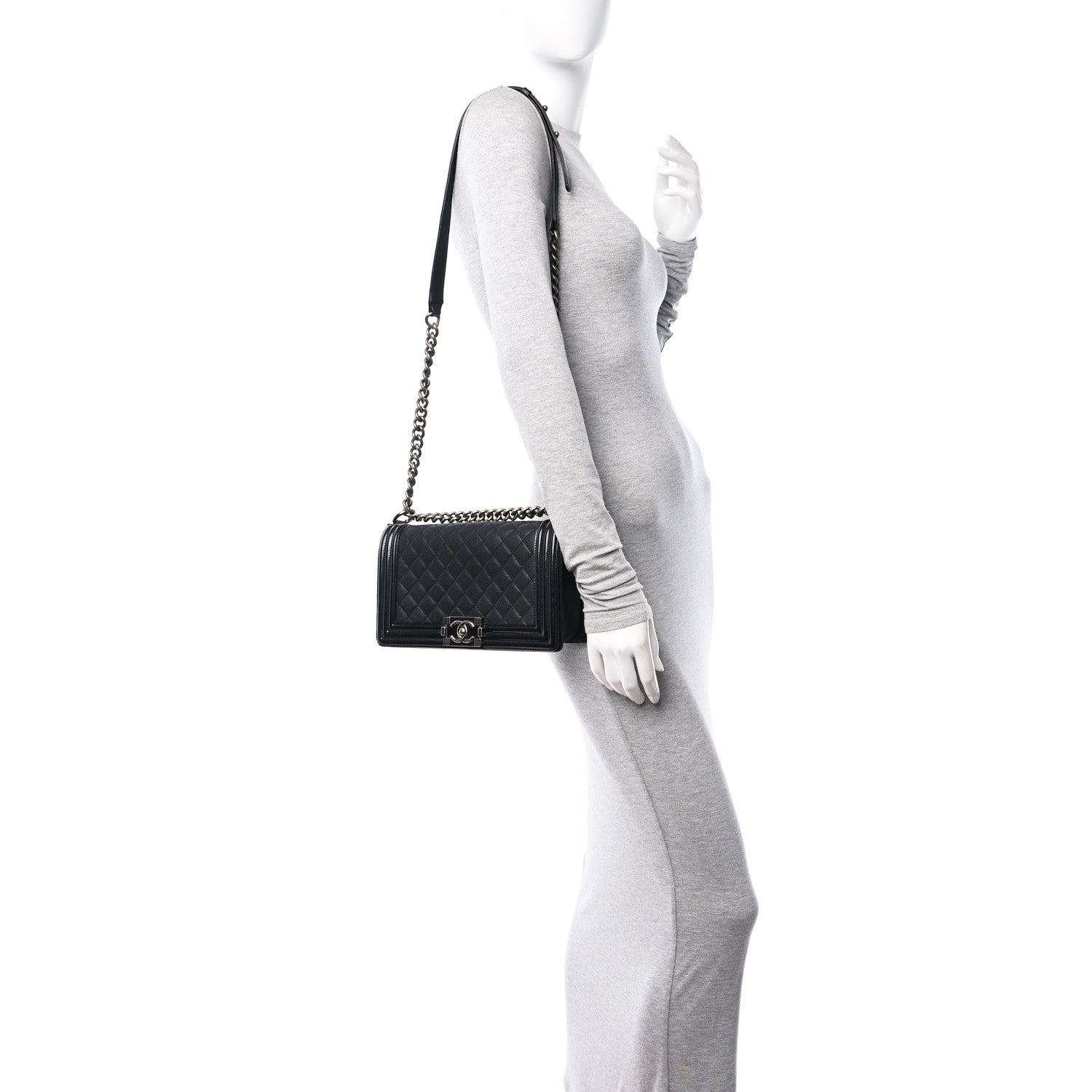 Chanel Goatskin Quilted Patent Medium Duo Boy Flap Black 2 of 10