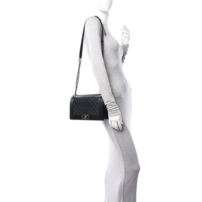Chanel Goatskin Quilted Patent Medium Duo Boy Flap Black 2 of 10