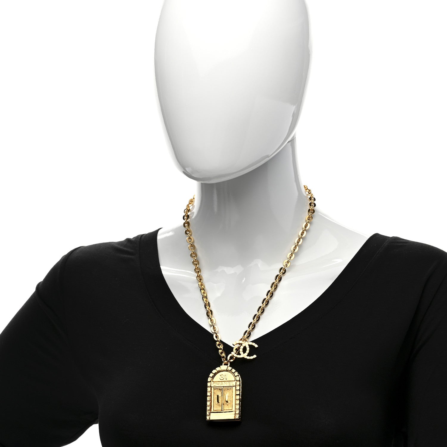 Chanel Metal 31 Rue Cambon Door Long Necklace Gold 2 of 9