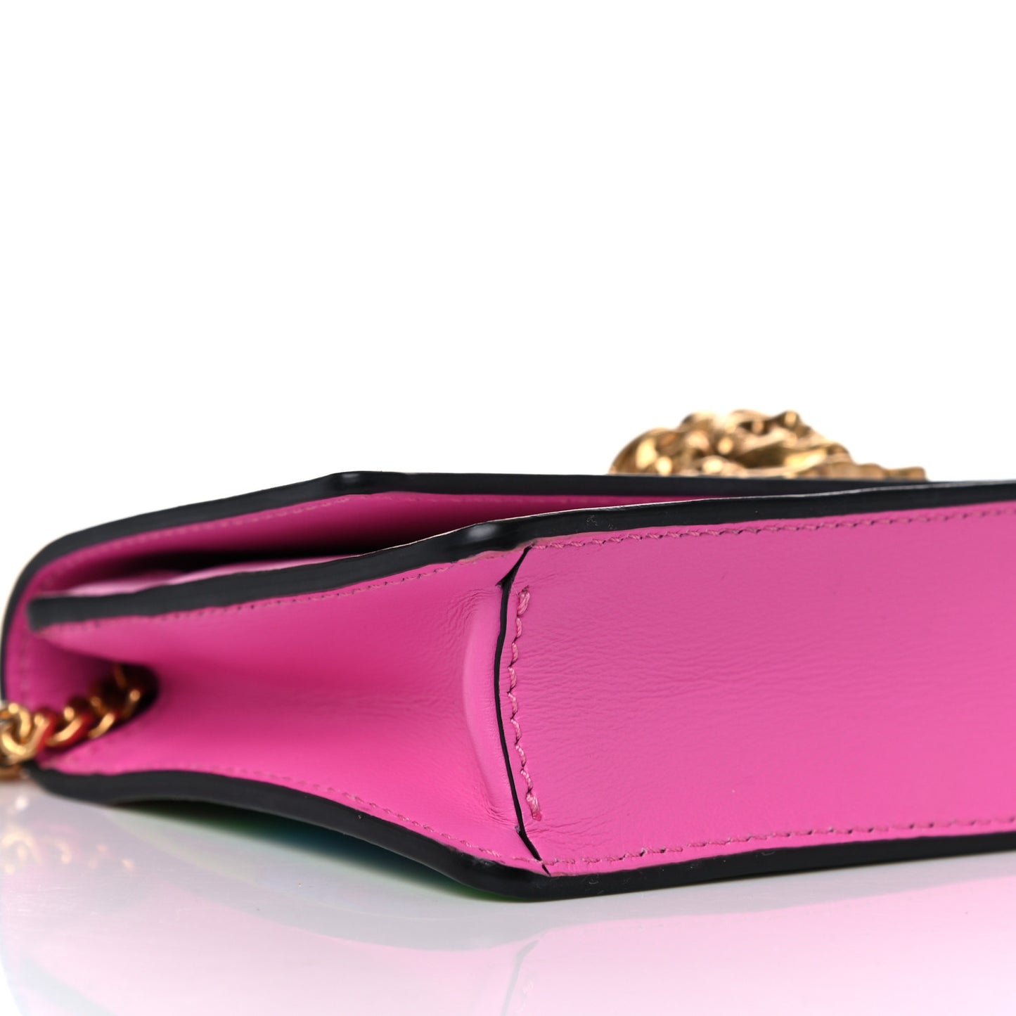 Calfskin Technicolor Baroque Print Medusa Wallet on Chain Crossbody Multicolor