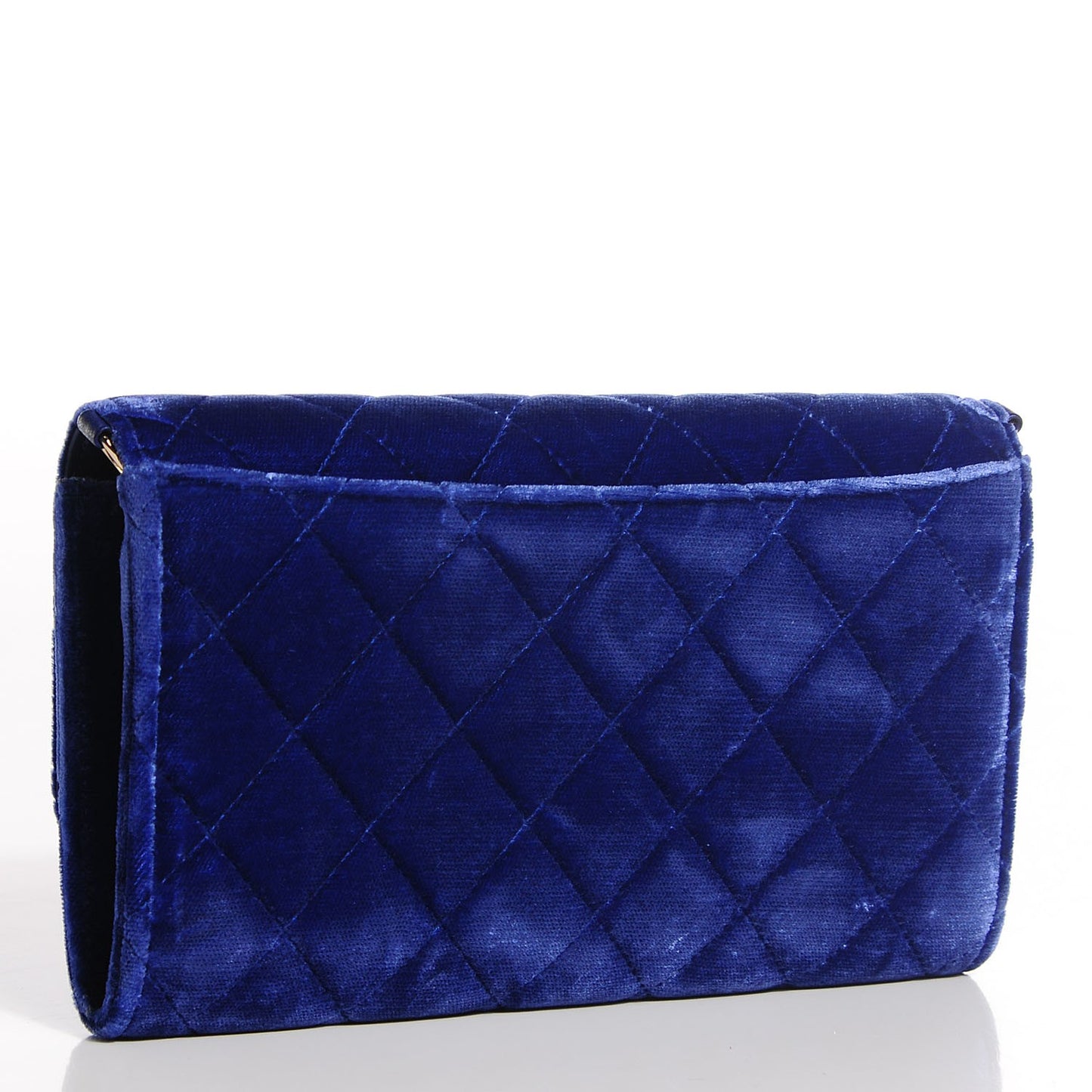 Velvet Quilted Clutch With Chain Blue