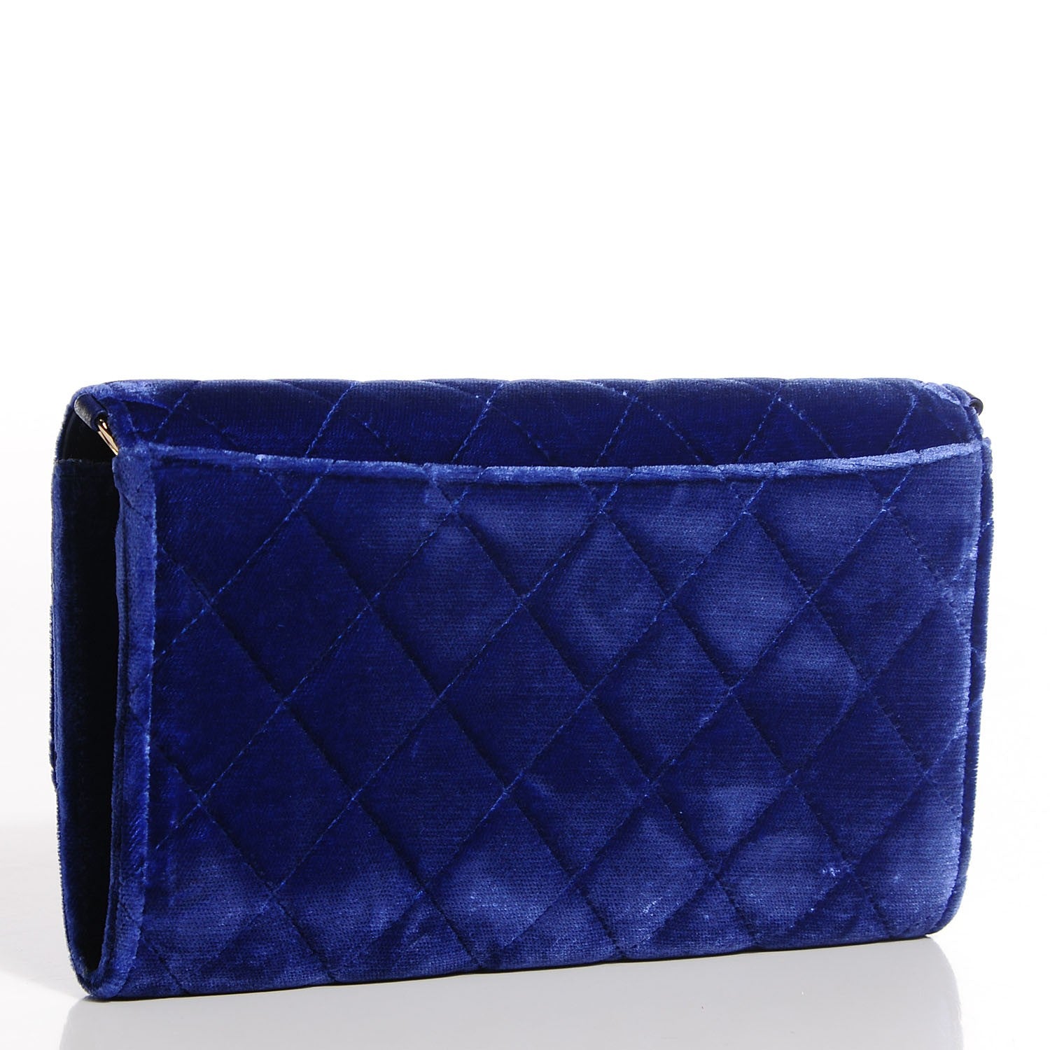 Chanel Velvet Quilted Clutch With Chain Blue 3 of 8