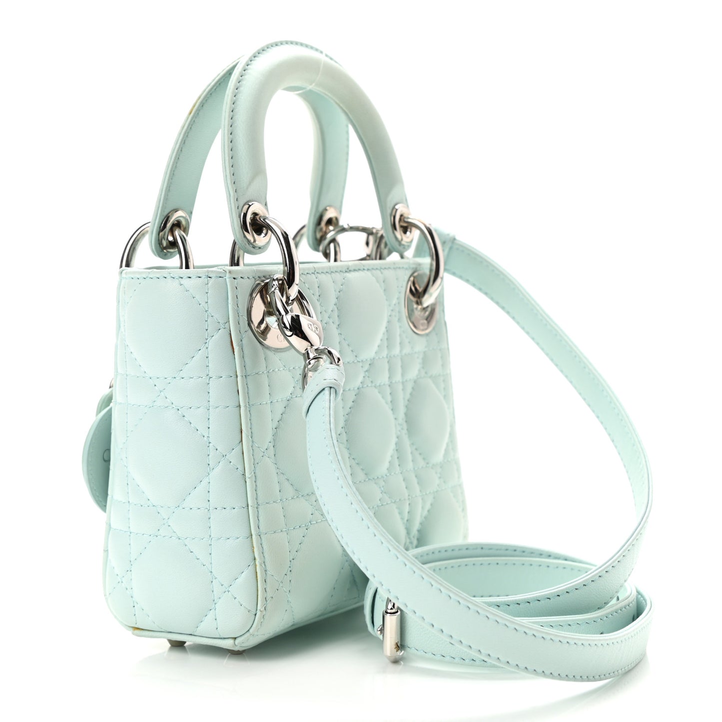 Lambskin Cannage Micro Lady Dior Turquoise