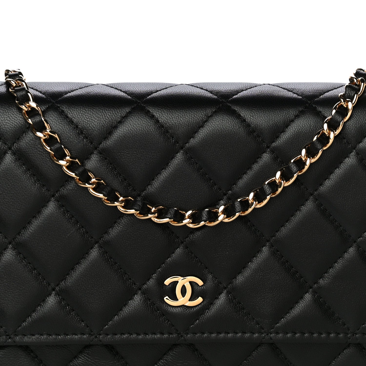 Chanel Lambskin Quilted Wallet On Chain WOC Black 7 of 9