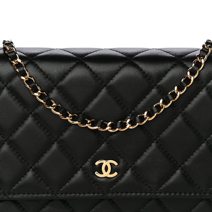 Chanel Lambskin Quilted Wallet On Chain WOC Black 7 of 9