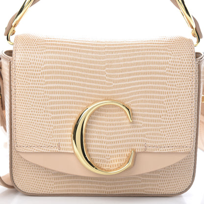 Chloe Calfskin Lizard Embossed Mini C Double Carry Biscotti Beige 8 of 12