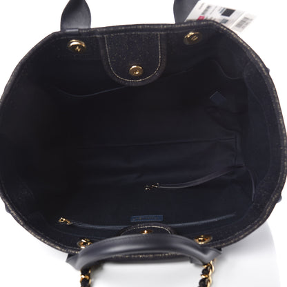 Chanel Lurex Canvas Medium Deauville Tote Navy Blue Gold 5 of 10