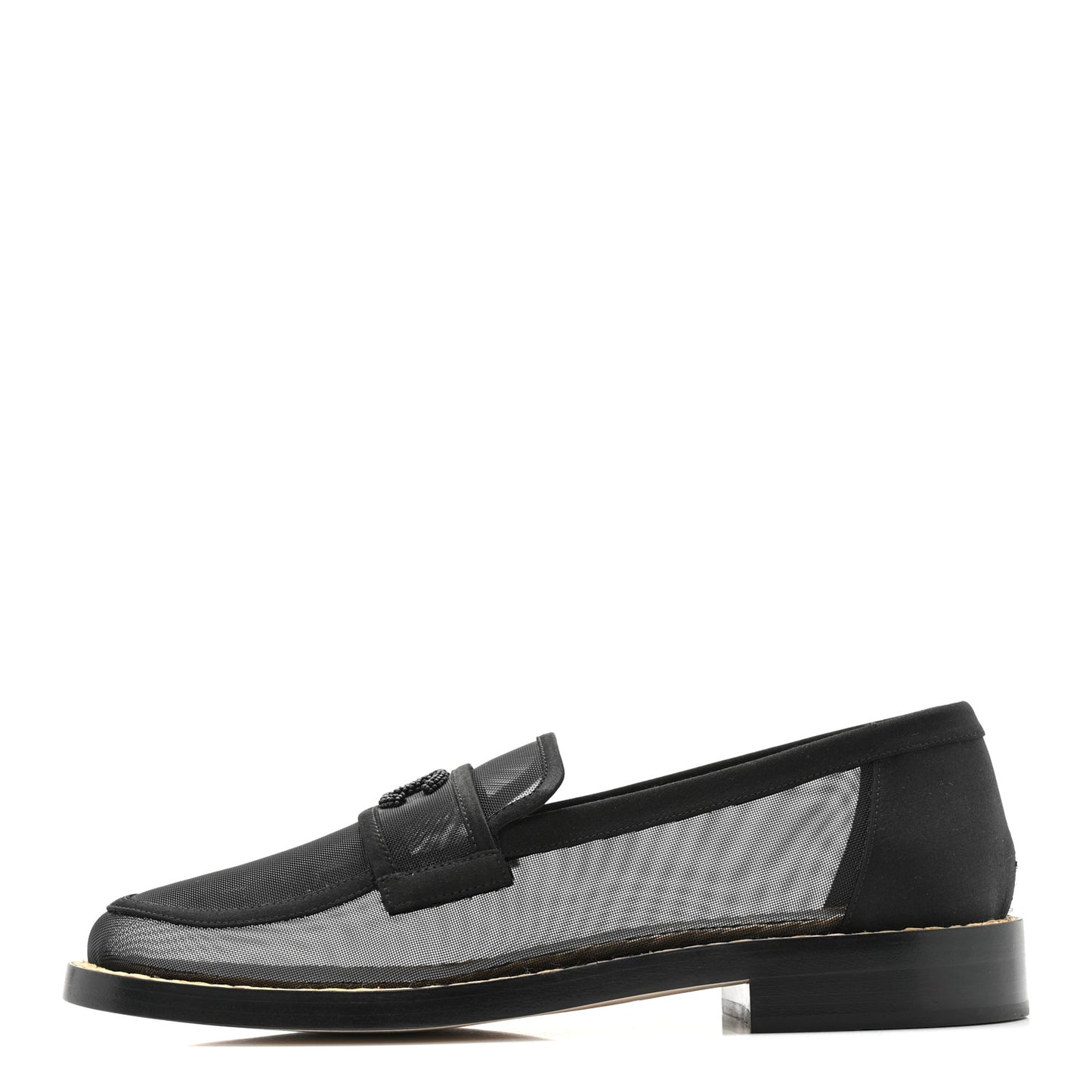 Mesh Satin CC Loafers 39 Black