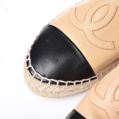 Chanel Lambskin CC Espadrilles 39 Beige Black 11 of 12