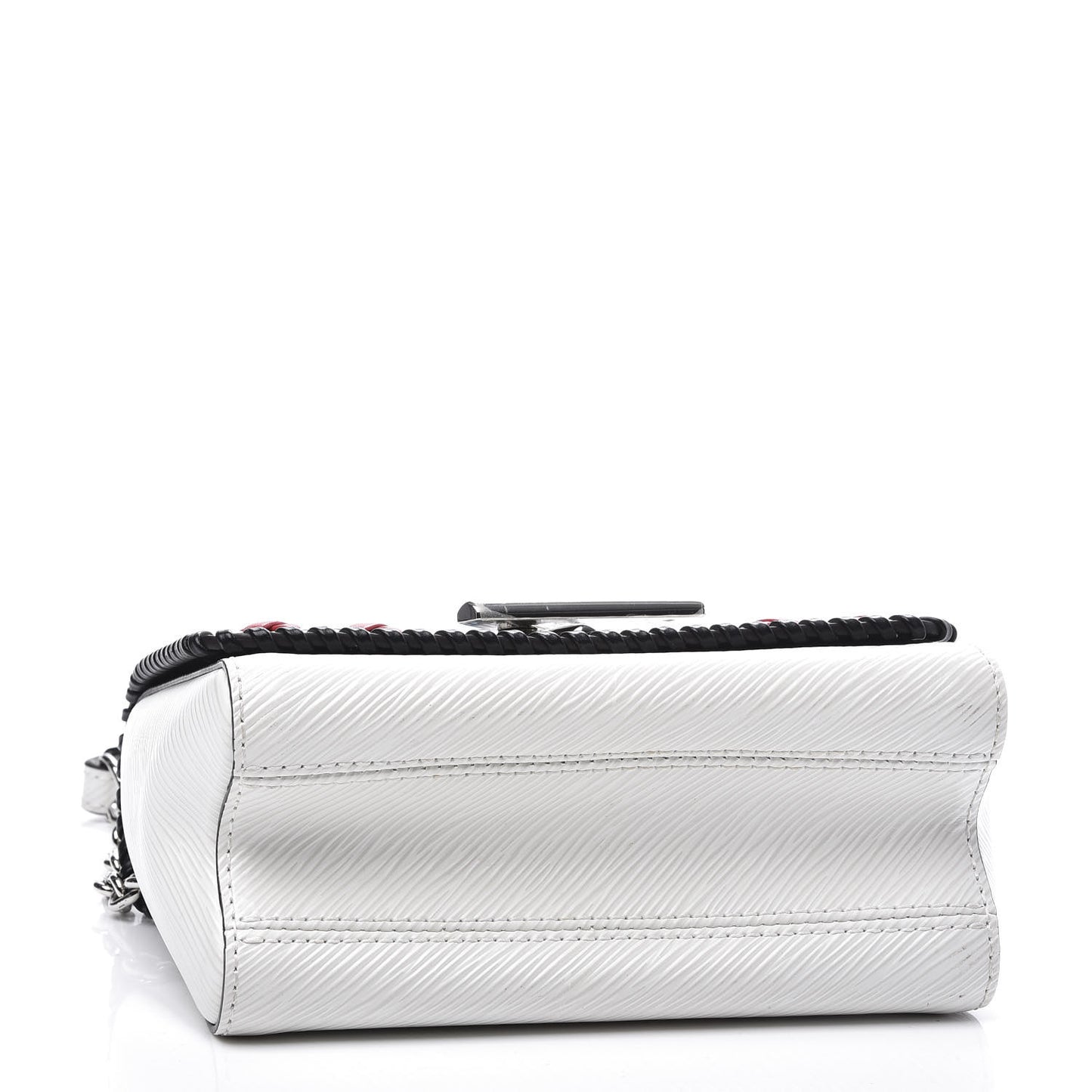 Epi Embroidered Twist Shoulder Bag PM White