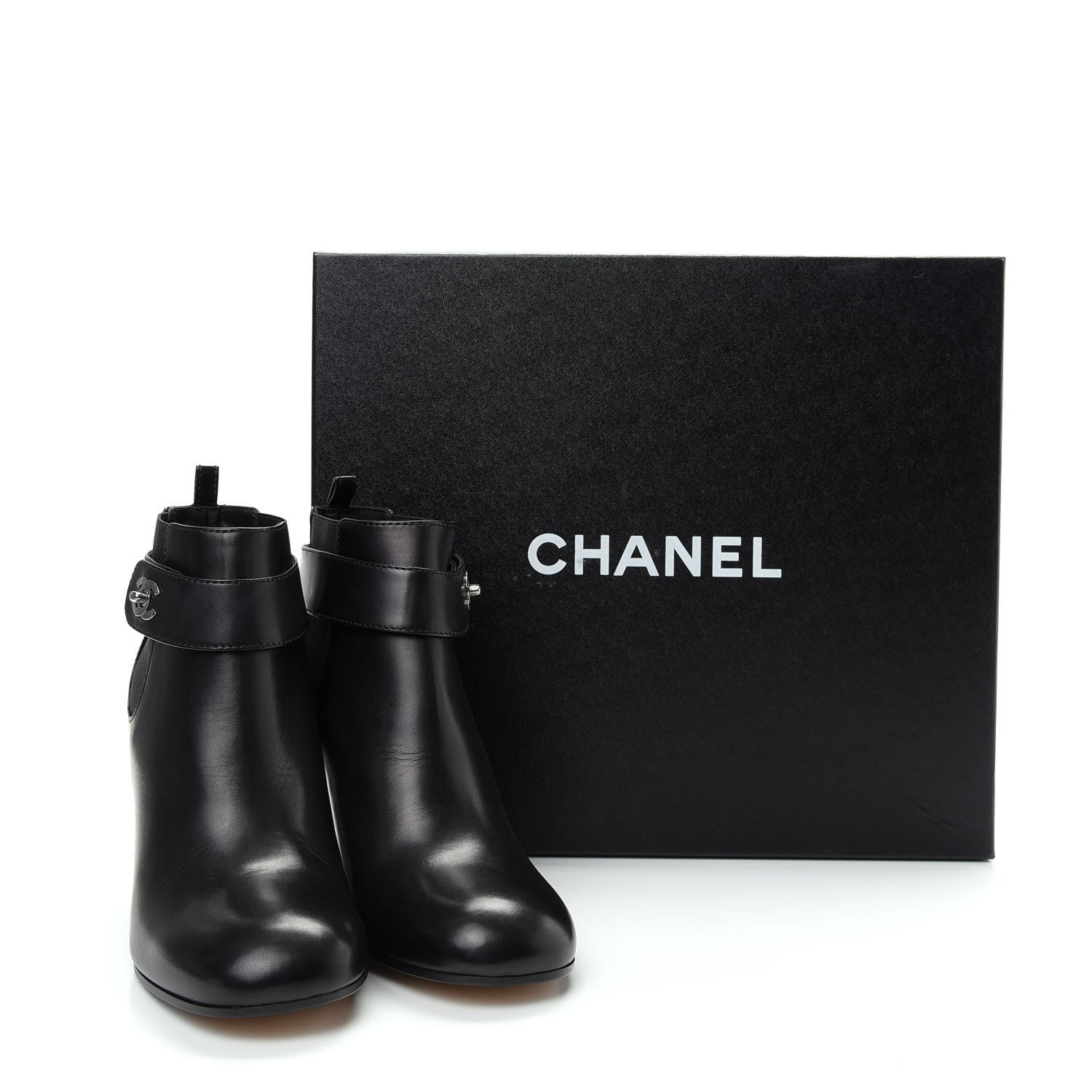 Chanel Calfskin CC Turnlock Ankle Boots 39 Black 11 of 11
