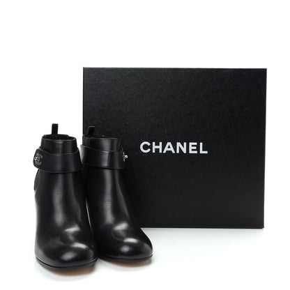Chanel Calfskin CC Turnlock Ankle Boots 39 Black 11 of 11
