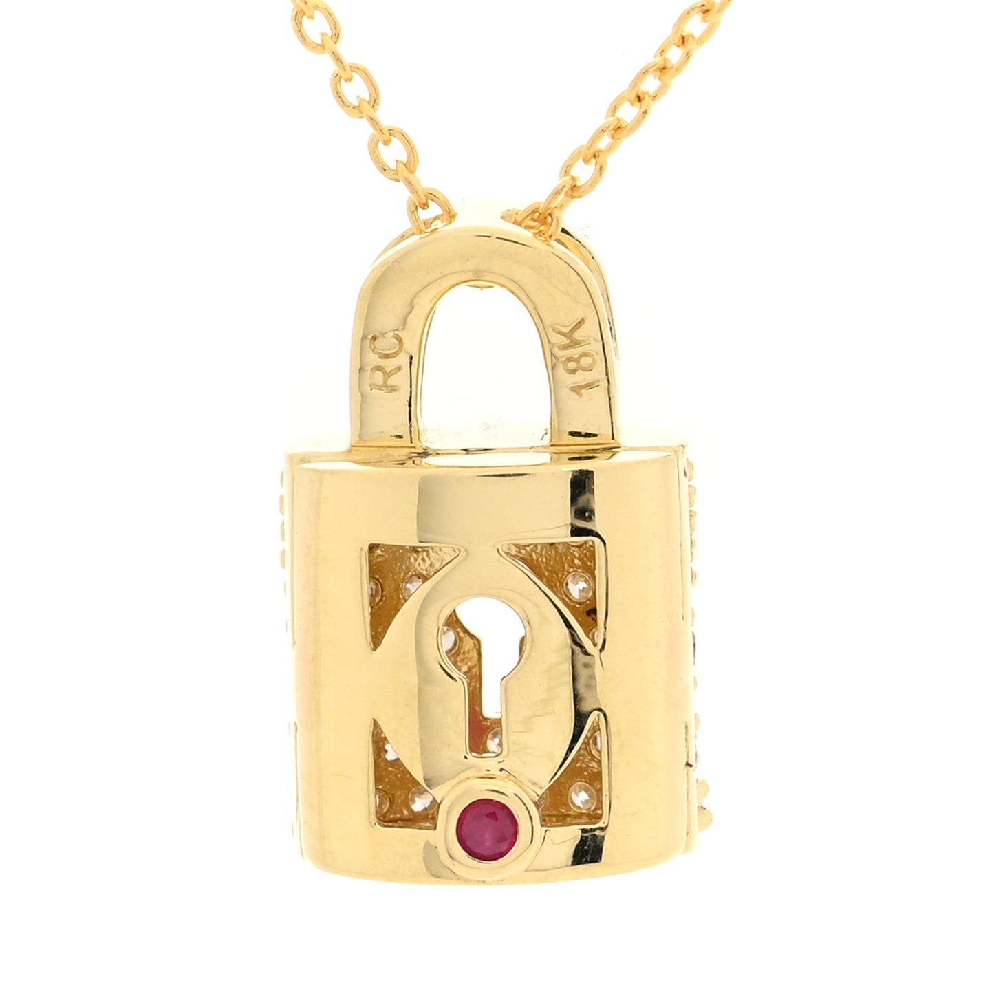18K Yellow Gold Diamond Tiny Treasures Lock Pendant Necklace