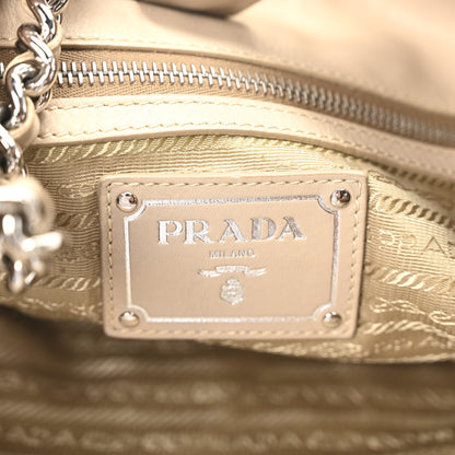 Prada Soft Calf Chain Tote Beige 6 of 10