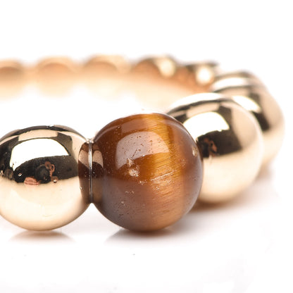 Van Cleef & Arpels 18K Yellow Gold Tiger's Eye Perlee Couleurs Variation Ring 50 5.25 8 of 9
