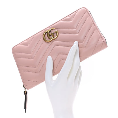 Gucci Calfskin Matelasse GG Marmont Zip Around Organizer Wallet Perfect Pink 2 of 7