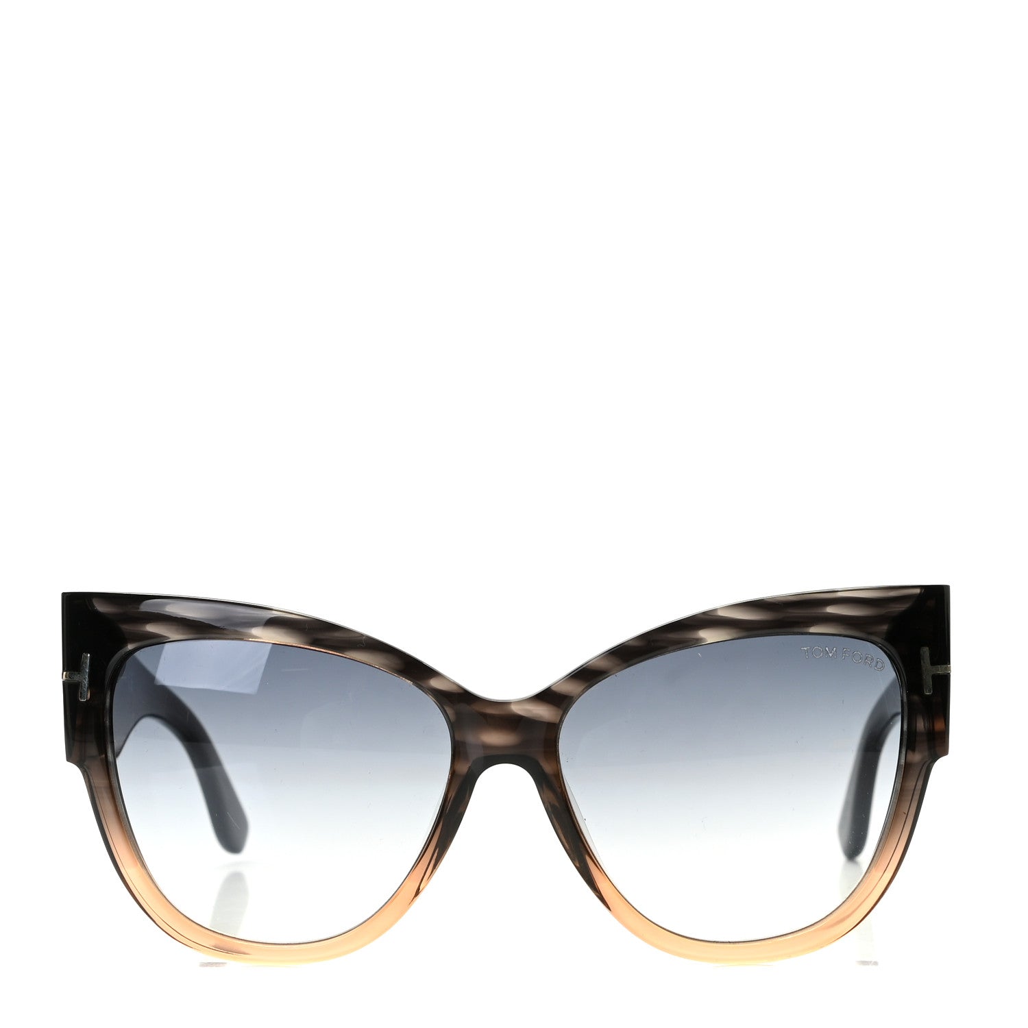 Tom Ford Acetate Anoushka Cat Eye Sunglasses TF371 Melange Grey Peach 2 of 6