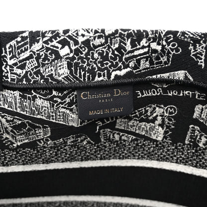 Christian Dior Canvas Embroidered Medium Plan De Paris Book Tote Black White 6 of 10