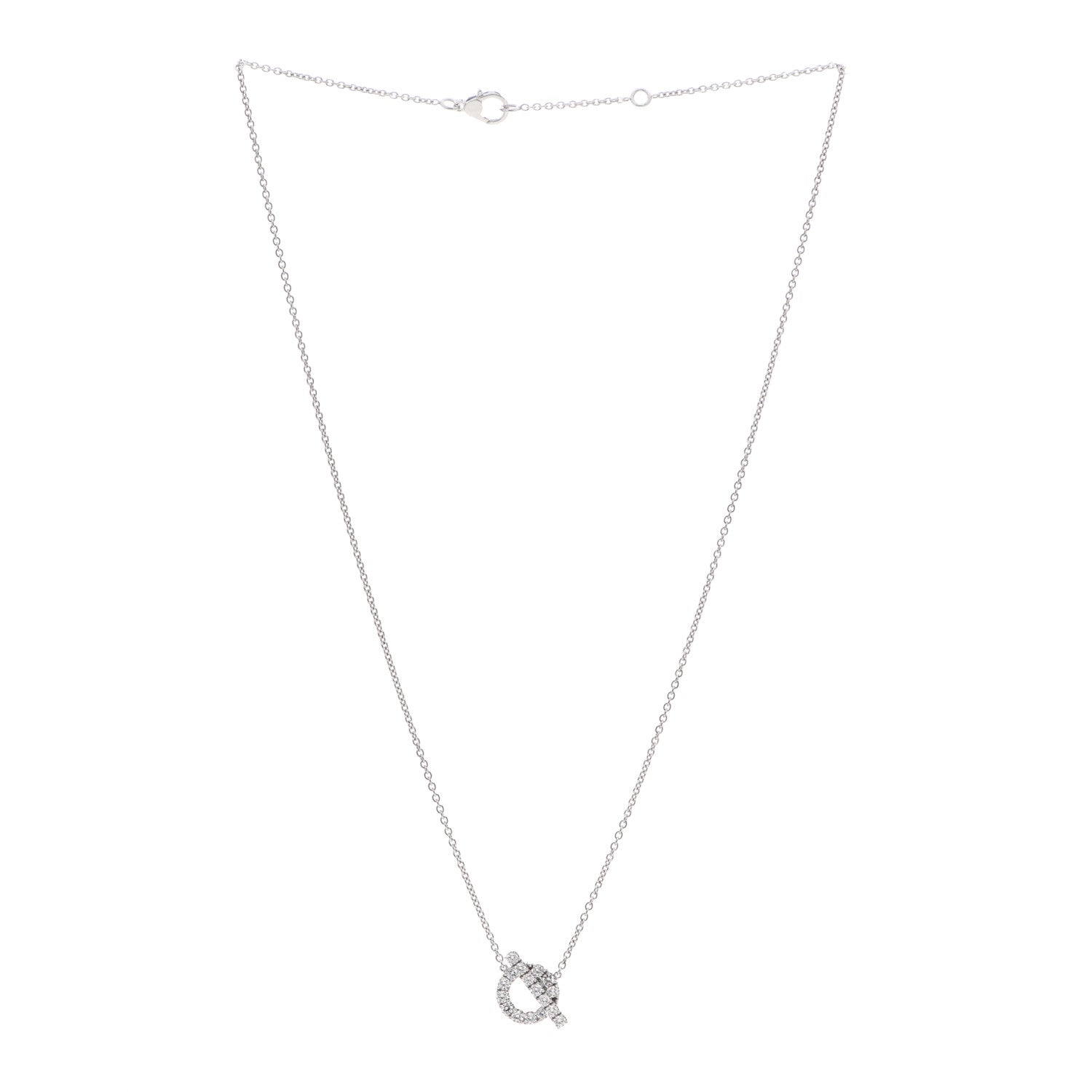 Hermes 18K White Gold Diamond Finesse Pendant Necklace 3 of 5