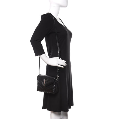 Saint Laurent Calfskin Y Quilted Monogram Toy Loulou Crossbody Bag Black 2 of 11