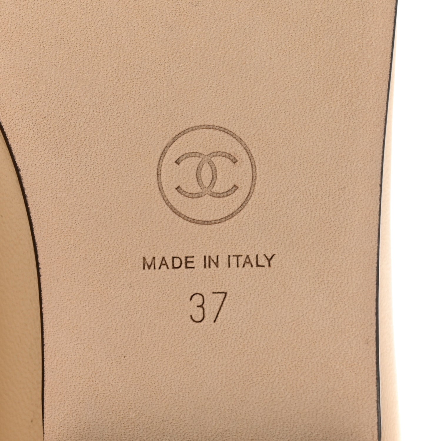 Chanel Lambskin Cap Toe CC Ballerina Flats 37 Beige Black 8 of 10
