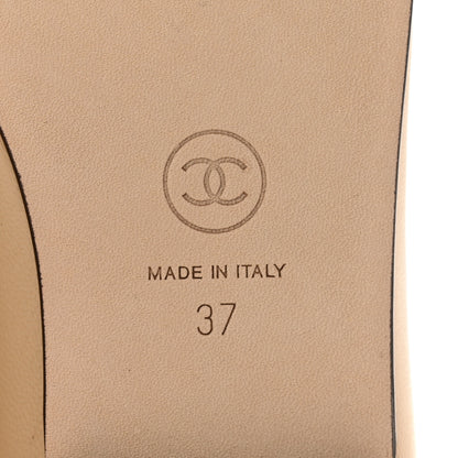 Chanel Lambskin Cap Toe CC Ballerina Flats 37 Beige Black 8 of 10