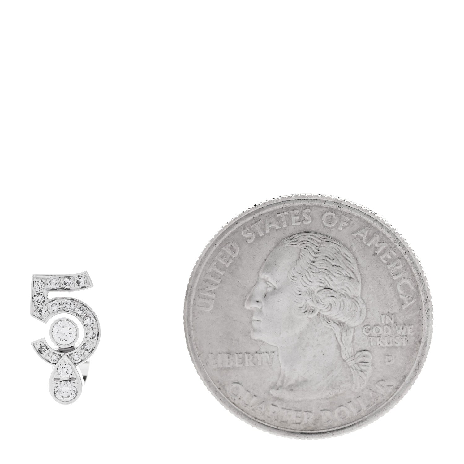 Chanel 18K White Gold Diamond Eternal No.5 Single Earring 2 of 4