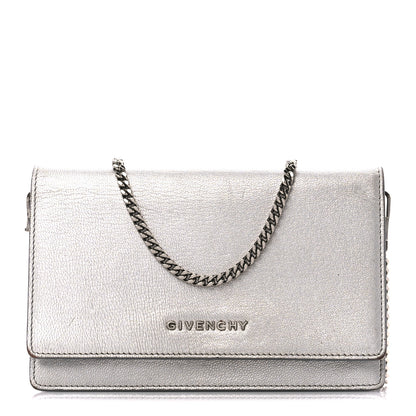 Givenchy Metallic Sugar Goatskin Pandora Chain Wallet Silver 1 of 11