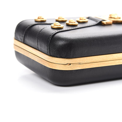 Versace Nappa Medallion Tribute Evening Clutch Chain Black 7 of 8