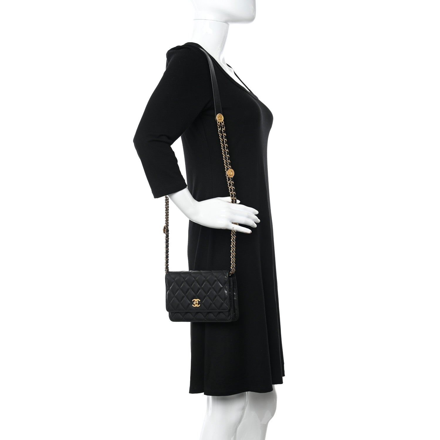 Chanel Caviar Quilted Twist Your Buttons Wallet On Chain WOC Black 2 of 13