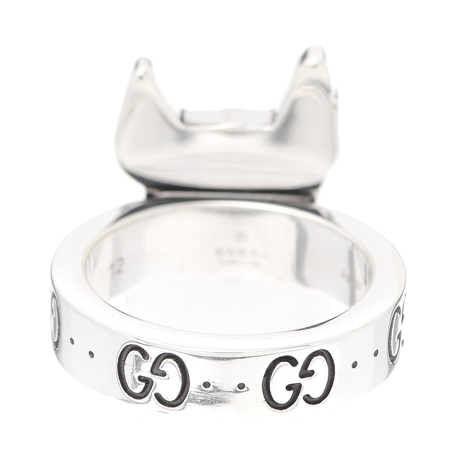 Gucci Sterling Silver Enamel Orso Ring 52 6 3 of 6