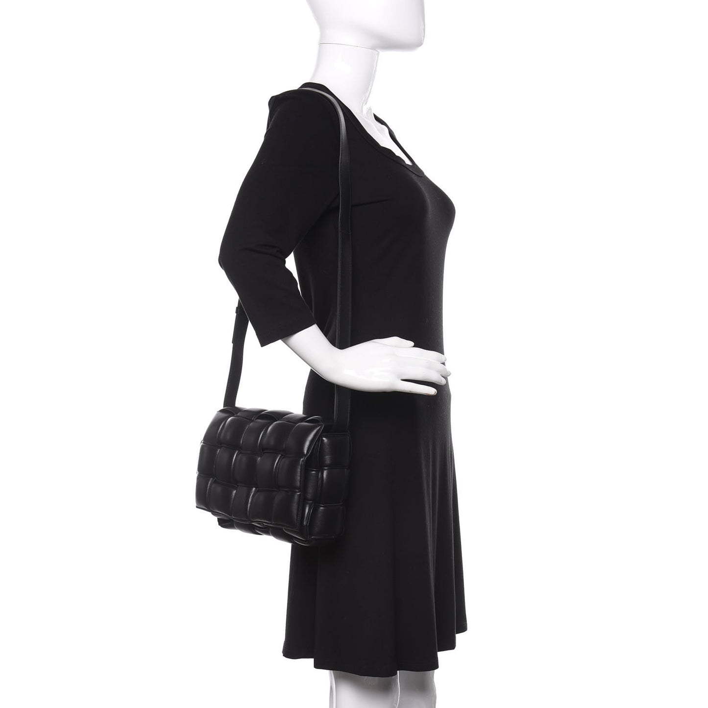 Nappa Maxi Intreccio Padded Cassette Crossbody Bag Black