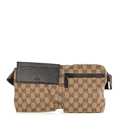 Gucci GG Monogram Double Pocket Belt Bag Dark Brown 1 of 11